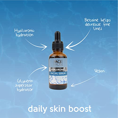 Face Facts Hyaluronic Facial Serum | Sodium Hyaluronate + Glycerin + Betaine | Smooth + Plump + Hydrate | 30ml