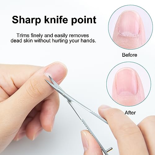 Cuticle Scissors Extra Fine Curved Nail Scissors Professional Precise Pointed Tip Grooming kit for Eyebrow Eyelash Finger Toe Nail Care