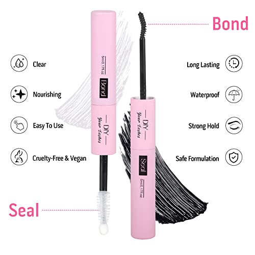 Lash Bond and Seal Lash Clusters Glue Long Lasting 2 in 1 Lash Glue for DIY Lash Extensions at Home Strong Hold Cluster Eyelash Adhesive Waterpro