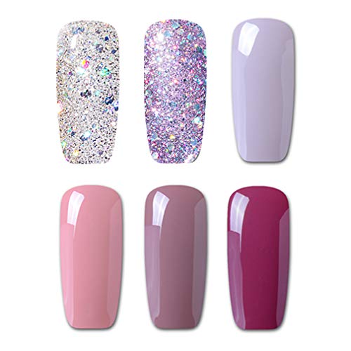 Gel Nail Polish HNM 6 Gel Nail Starter Kit with 24W LED Curing Lamp Base and Top Coat UV LED Soak Off Nail Polish Remover Wrap Manicure Tools Gif