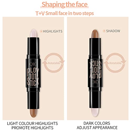 Highlight Contour Stick - 2 in 1 Makeup Shading Stick/Concealer Stick/Concealer Shadow Pen/Contour Concealer Highlighter Stick/Double Head Body F