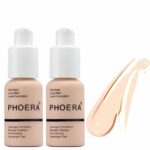 ABRUS® - 2 Pack Phoera Foundation,Full Coverage Foundation, Concealer Foundation Full Coverage Flawless Cream Smooth Long Lasting New 30ml PHOERA