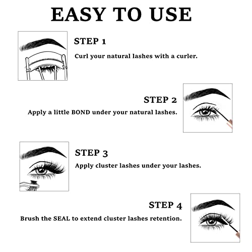 Individual Lashes 72 Cluster Lashes DIY Eyelash Extension Thin Band Wide Stem Lash Extensions Reusable Soft Natural Lightweight Easy to Apply at