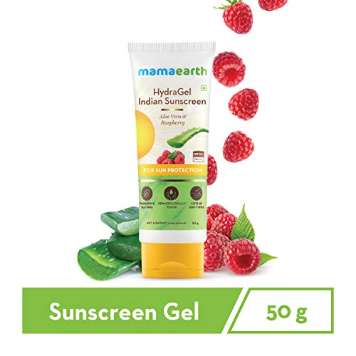 Mamaearth HydraGel Indian Sunscreen SPF 50, With Aloe Vera & Raspberry, for Sun Protection 50 g (Pack of 1)