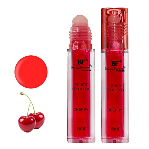 Beauty Forever Fruity Roll on Lip Gloss, Flavoured Lip Gel, Moisturising, Enriched Glossy Finish, Contain Minerals, Hydrating, Suitable for Pout