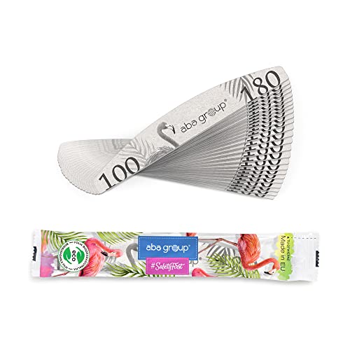 Aba Group 10-Pack Professional Nail Files Flaming Half Moon. Crescent 100/180 Standard, Disposable, Individually Packed, Safety Pack, File Set, M