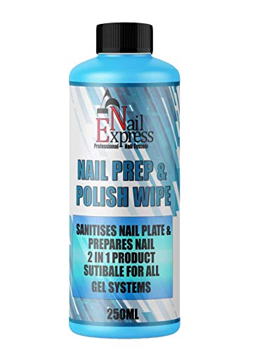Nail Express Prep + Wipe Gel Nail Polish Residue Cleaner Remover 250Ml, Preparation & After Care, Uv Led Manicure Gel Polish Base Wipe, Multi-Pur