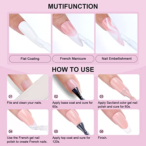 Saviland French White Gel Nail Polish -10ml Upgrade U V/LED Soak Off Gel Nail Polish Manicure for Professional, Salon & Home Use, Long Lasting, E