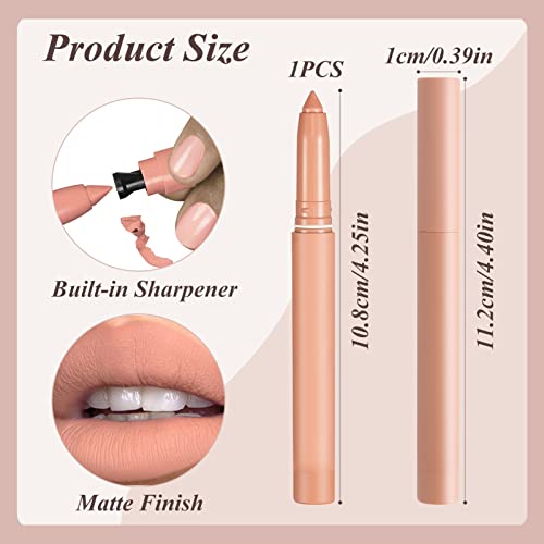 Matte Lip Liner Nude Lipstick Tint Lip Gloss Stain Long Lasting Waterproof Non Stick Cup Lipstick Liner Not Fade High Pigmented Makeup Soft Cream