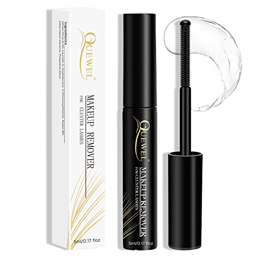 Cluster Lash Extension Remover, QUEWEL Cluster Eyelash Extension Glue Removal for Sensitive Skin, Gently Removing Lash Clusters Glue Clear 5ml Fo