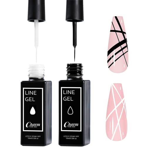 Gel Nail Polish Liner White Nail Gel Polish 10ml Nail Liner Painted Gel Polish Thin Brush For French Tip Manicure Nail Art Soak Off UV/LED for Pa