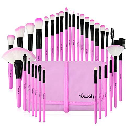 Makeup Brushes Set, 32pcs Blue Premium Cosmetic Make Up Brushes Foundation Blending Blush Concealer Shader Eyeshadow Eyeliner Compatible withTrav