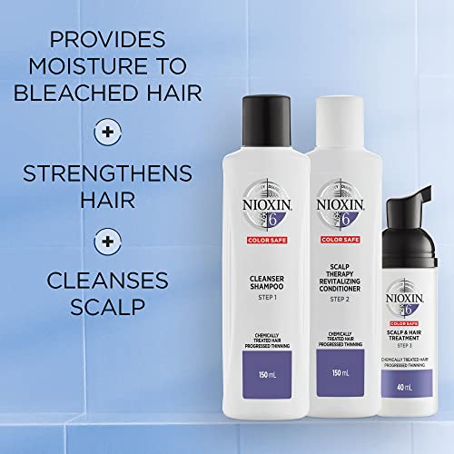 Nioxin 3-Part System, System 6, Chemically Treated Hair with Progressed Thinning Scalp & Hair Treatment