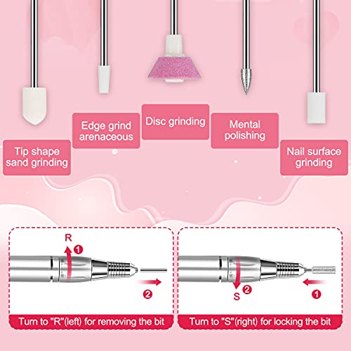 Portable Electric Nail Drill, 11 in 1 Nail Drill Set Electric Nail Files Professional 35000RPM Acrylic Nails Gel Nails Manicure Pedicure Polishin