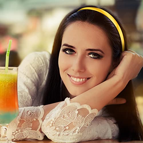 SIQUK 18 Pieces Satin Headbands Colourful Non-slip Headband 0.39 Inch DIY Satin Covered Headband for Women and Girls, 18 Colours