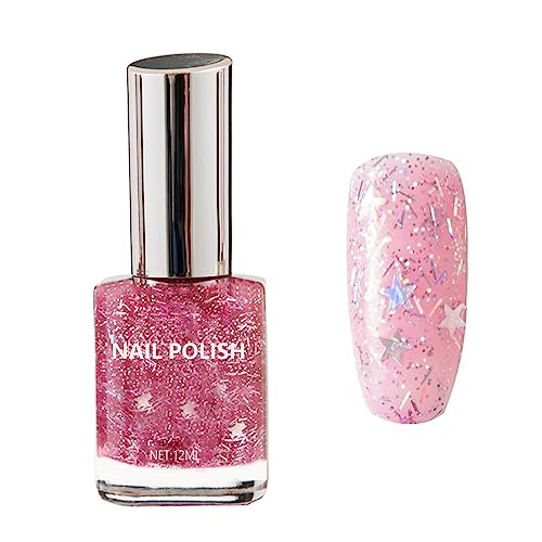 Jelly Nail Polish - Bare Pink Nail Varnish - Translucent Pink Quick Drying & Long Lasting Nail Polish - Water Based Formula & No Need Baking Nail