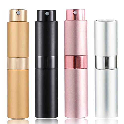 SONGQEE 8ml Travel Perfume Atomiser Refillable, 4pcs Mini Refillable Perfume Bottle Aftershave Spray Bottle, Upgraded Perfume Atomizer Perfume Po