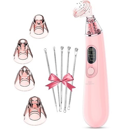 Blackhead Remover Vacuum Electric Blackhead Remover Pore Vacuum Pore Cleaner with 3 Levels and 4 Suction Heads - Face Pore Vacuum Blackhead Remov