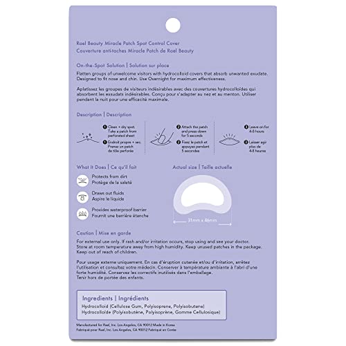 Rael Pimple Patches, Miracle Large Spot Control Cover - Spot Patches, Long Size, Hydrocolloid Strip for Breakouts Extra Coverage Acne Patch, All