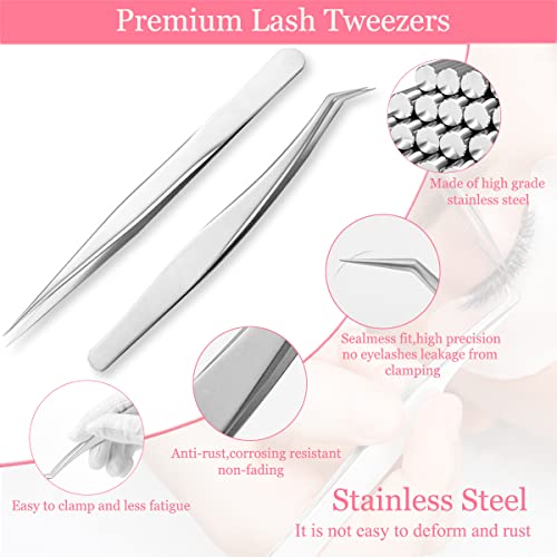 Eyelash Extension Kit, Missicee New Upgrade 328 Piece Set Lash Extension Kit with Mannequin Head 0.3s Fast Dry Glue USB Eyelash Fan Dryer Tweezer