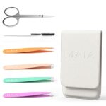 MAIA 6 Piece Professional Facial Hair Tweezers Set for Women - Eyebrow, Lash and Blackhead Remover Tool, Ingrown Hair, Flawless Hair Removal - Tr