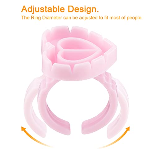 Eyelash Extension Supplies, 100PCS Volume Heart Glue Rings for Lashes Fan, Lash Glue Holder Ring Cups, Eyelash Glue Ring for Lash Extension Suppl