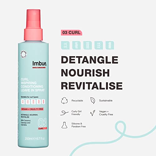 Imbue Curl Inspiring Conditioning Leave In Spray - Vegan and Curly Girl Compliant, 200ml