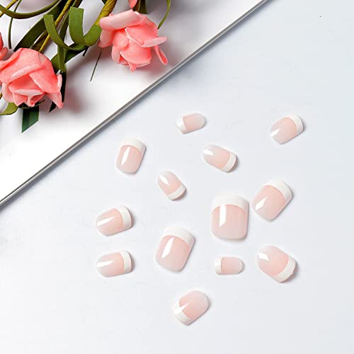 foreverLily 120 Pcs French False Nails, Short False Nails French Tip False Nails Full Cover Short French Nail Tips Press on French Manicure False