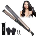 Pretfy Hair Straighteners, Hair Straighteners & Curlers in One with 140℃- 220℃ Adjustable Temperature, Straightener with Ceramic Thin Floating Pl
