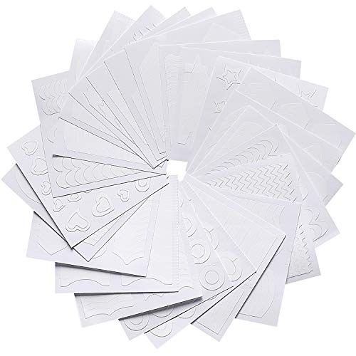 Blulu 648 Pieces French Manicure Nail Stickers Strips, Self-Adhesive Nail Sticker Tips for Manicure Decoration DIY Tools (Moon Shape Design, 648