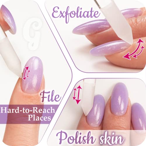 2pcs Glass Cuticle Pusher Nail File Set - Manicure Stick, Professional Precision Filing Cuticle Remover, Abrasive Surface Never Wears Out, Genuin