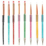 ODazzl Nail Art Brushes for Gel Nails 8PCS with Glitter Handle – Nail Brushes for nail art in 8 Designs – Alloy & Acrylic Material Brushes - Perf