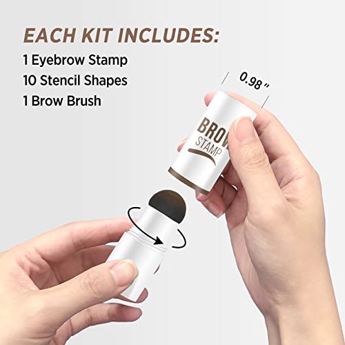 Cilrofelr Eyebrow Stamp and Stencil Kit, One Step Eyebrow Stamp and Shaping Kit with 10 Eyebrow Stencils, Brow Stamp Kit Blonde, Long Lasting, Wa