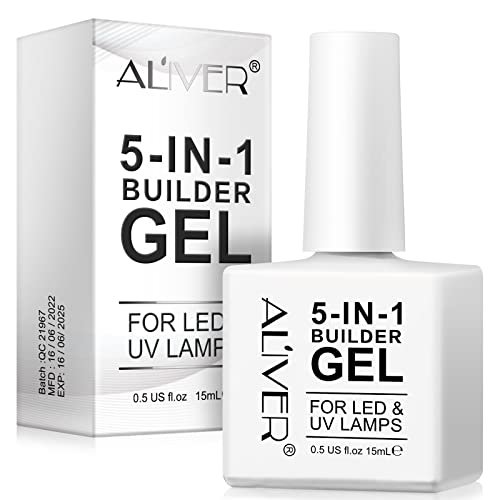Builder Gel, 5 in 1 Nail Builder Gel, Builder Gel and Base Gel Strengthener Gel Clear Builder Gel Color in a Bottle 15ml, For Nail Art Decoration