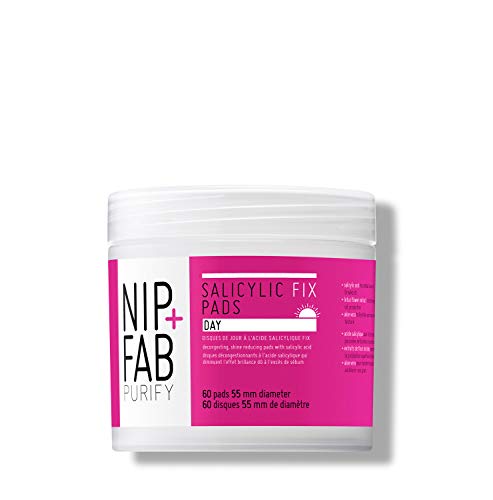 Nip + Fab Salicylic Acid Fix Day Pads for Face with Aloe Vera, Exfoliating Facial Pad BHA Exfoliant for Skin Hydration Acne Breakouts Refining Po