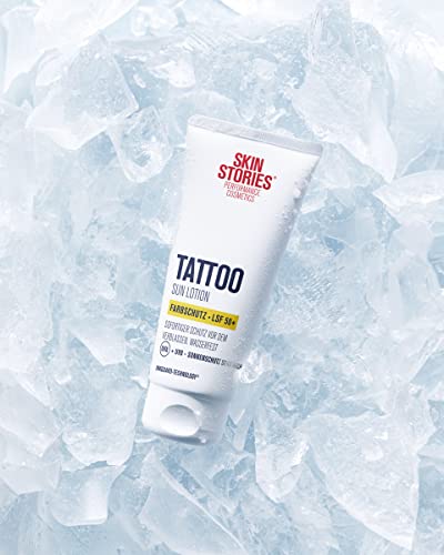 SKIN STORIES Sun Lotion SPF 50+ (100 ml), Tattoo Colour Protection Sun Cream with InkGuard Technology®, Very High Tattoo Sun Protection with Pant