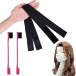 SAVITA 2pcs Elastic Bands for Wigs Edges, Black Elastic Band for Wigs Elastic Band for Lace Wig Elastic Wig Strap Lace Wig Grip Band with 2pcs Wi