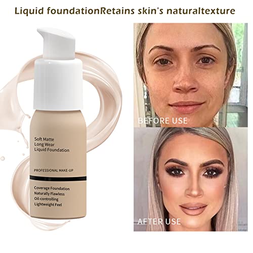 Foundation Full Coverage,Flawless Colour Changing Foundation For Mature Skin,Naturally Blends Concealer Foundation Makeup,Long-Lasting Moisturizi