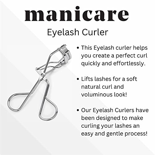 Manicare Eyelash Curler, Stainless Steel Curling Wand for Creating Longer Looking Eyelashes, with Comfort Grip Design