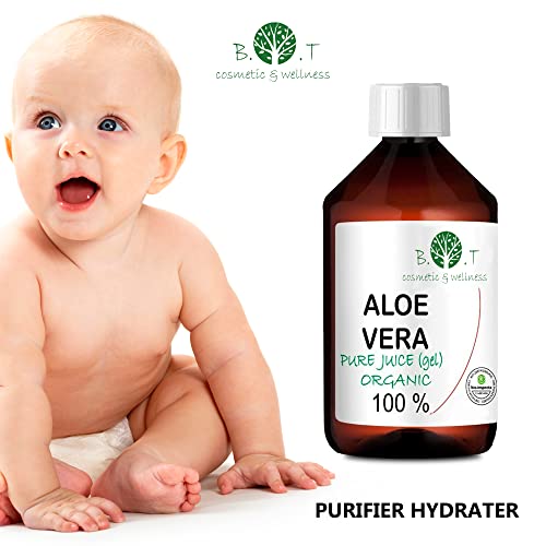 Organic Aloe Vera Juice 99.99% Cold-pressed, genuine, liquid, without thickeners (500 ml I 17.03 Fl. oz)