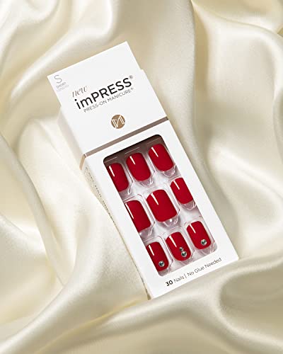 KISS imPRESS Press-On Manicure, Kill Heels, Short Length Square, with PureFit Technology, Includes Prep Pad, Mini File, Cuticle Stick, and 30 Fak
