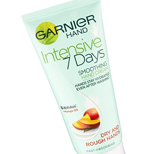 Garnier Intensive 7 Days Mango Oil & Probiotic Extract Hand Cream 100ml, Leaves Skin Soft & Smooth, For Dry Rough Hands, Fast Absorbing & Non Gre