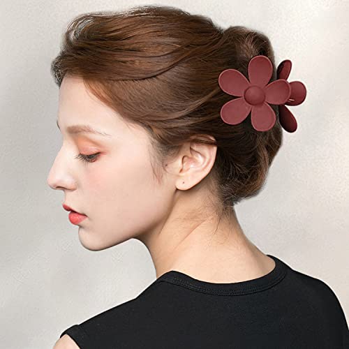 Hair Claw Clips,10 PCS Multi-Coloured Flower Hair Clips,Simple and Premium Claw Clips for Thick Hair,Internal Tooth Design Strong Hold Flower Hai