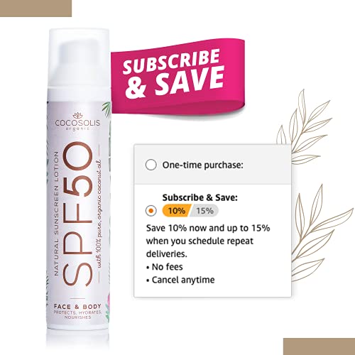 COCOSOLIS Natural Sunscreen Lotion SPF 50 | Effective UVA and UVB protection | Long-lasting Saturated Tan | Nourished & Hydrated Skin | For Face