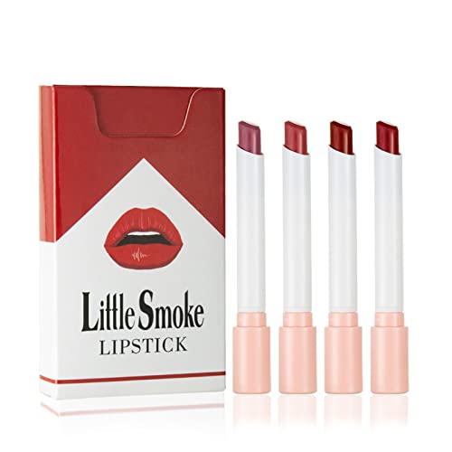 Plumping Lip Gloss Set,Lipstick Sets 4 Pcs High Pigmented Nude Cigarette Lipgloss, Long Lasting Waterproof Shimmer Liquid Lipsticks,Makeup Sets F