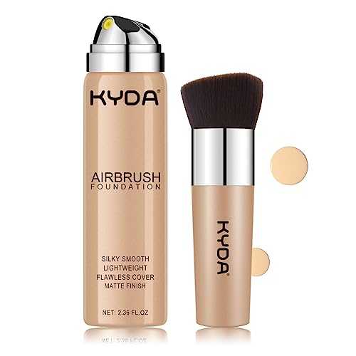 KYDA AirBrush Foundation Spray, Silky Foundation Makeup, High Coverage Smooth Creamy Finish, Lasting Lightweight Breathable, Moisturizing Makeup