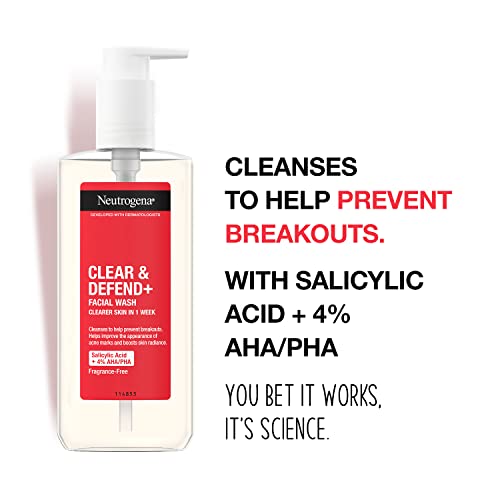 Neutrogena Face Wash, Clear and Defend plus Wash, 200 ml (Pack of 1)