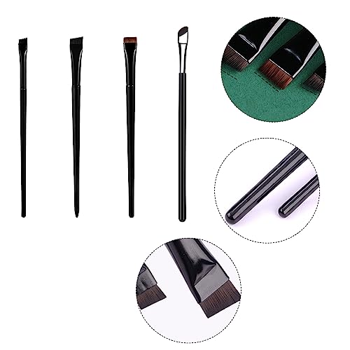 Eyebrow Brush,4pcs Eyebrow Eyeliner Brush Set,Flat Thin Eyeliner Brush Beveled Precision Gel Eyeliner Brush Fine Angled Eye Brow Brush Ultra Flat