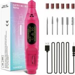 Electric Nail Files, Nail Drills for Acrylic Nails, Portable Adjustable Speed 20000rpm, Manicure Pedicure Set with 6 Drill Bits for Nail Salon DI