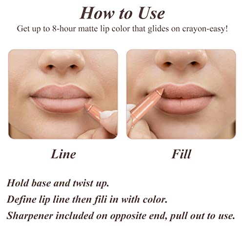 Matte Lip Liner Nude Lipstick Tint Lip Gloss Stain Long Lasting Waterproof Non Stick Cup Lipstick Liner Not Fade High Pigmented Makeup Soft Cream